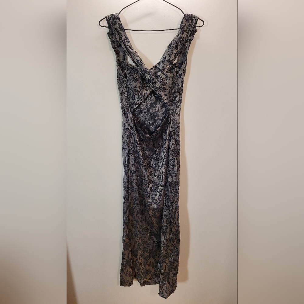 Vintage Two Roads 2R Maxi Floral Print Evening Dress Side Slit - Size 9 - Picture 3 of 7